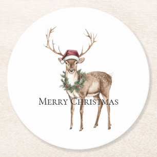 Dessous De Verre Rond Noël Casquette rouge