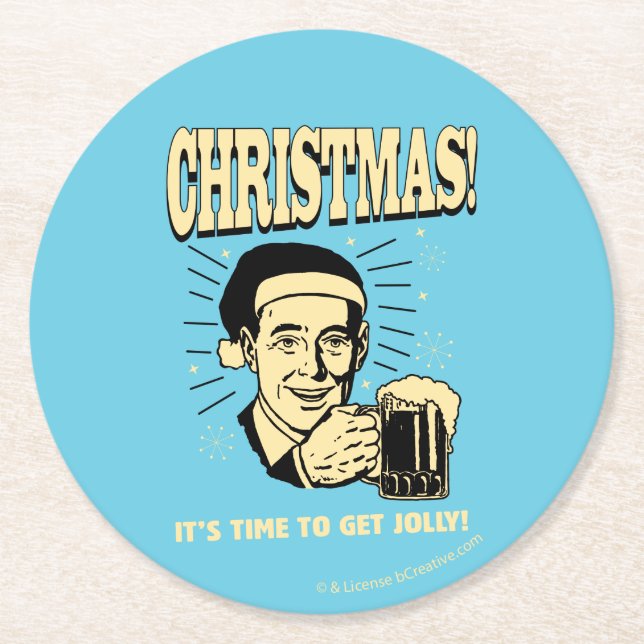 Dessous De Verre Rond Noël : C'est l'heure d'être joyeux (Devant)
