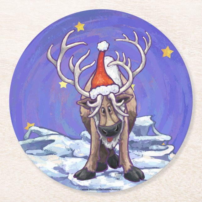 Dessous De Verre Rond Noël de renne (Devant)