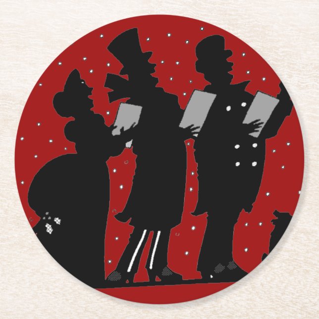 Dessous De Verre Rond Noël des caroleurs de Silhouette (Devant)