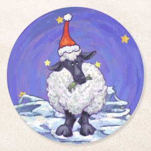 Dessous De Verre Rond Noël des moutons