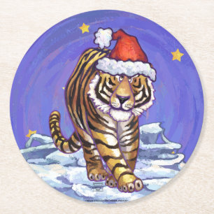 Dessous De Verre Rond Noël du tigre