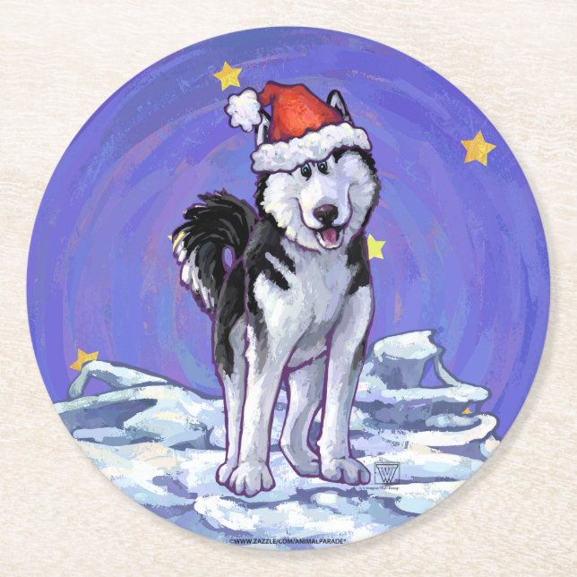 Dessous De Verre Rond Noël Husky (Devant)