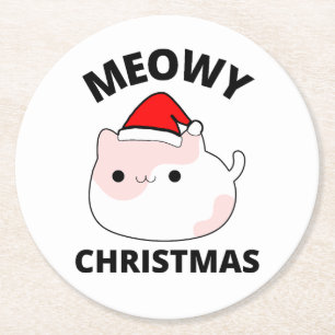 Dessous De Verre Rond Noël Meowy