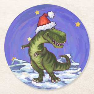 Dessous De Verre Rond Noël Tyrannosaurus