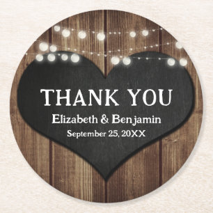 Dessous De Verre Rond Noir Chalkboard Coeur bois Mariage Merci