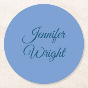 Dessous De Verre Rond Nom d'écriture classique bleu clair