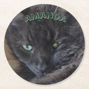 Dessous De Verre Rond Nom du chat noir