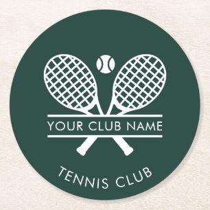 Dessous De Verre Rond Nom du club de tennis Logo de l'équipe Green Custo
