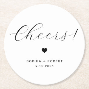 Dessous De Verre Rond Nom personnalisé Acclamations de mariage minimalis