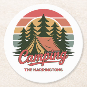 Dessous De Verre Rond Nom personnalisé Camping
