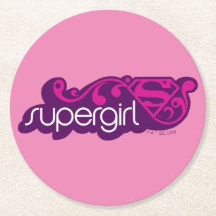 Dessous De Verre Rond Nom Super Supergirl et Bouclier S