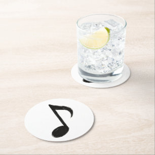 Dessous De Verre Rond Note musicale minimaliste - Style pinceau d'encre
