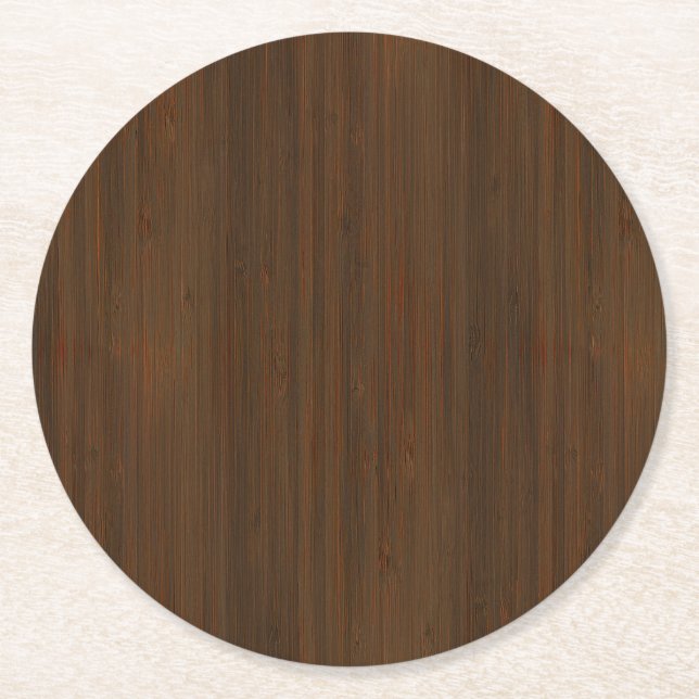 Dessous De Verre Rond Noyer foncé Brown Bambou en bois Grain Look (Devant)