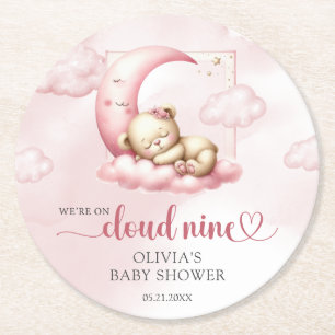 Dessous De Verre Rond Nuage rose neuf ours en peluche baby shower fille