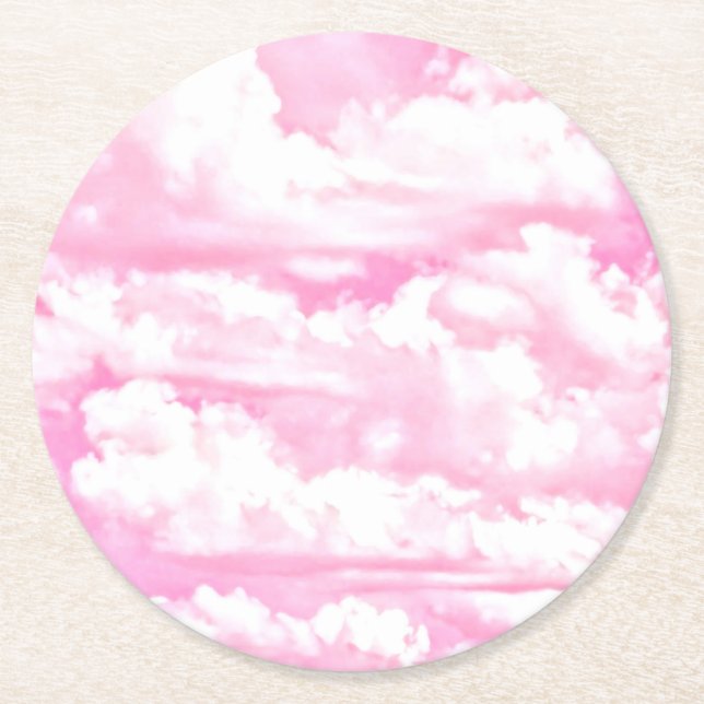 Dessous De Verre Rond Nuages roses festifs (Devant)