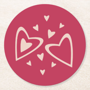 Dessous De Verre Rond Nuclear Hearts - rouge magenta - image.