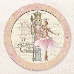 Dessous De Verre Rond Nutcracker Suite - Ballerina & Nutcracker Pink
