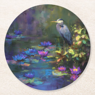 Dessous De Verre Rond Nymphéa d'étang enchanté aquarelle nature