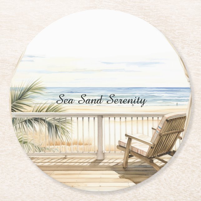 Dessous De Verre Rond Ocean View Beach Serenity (Devant)