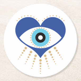 Dessous De Verre Rond Oeil mal grec du coeur