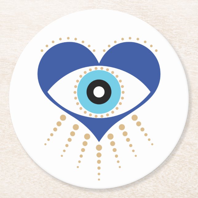 Dessous De Verre Rond Oeil mal grec du coeur (Devant)