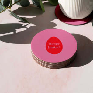 Dessous De Verre Rond OEuf rouge et rose minimum Pâques