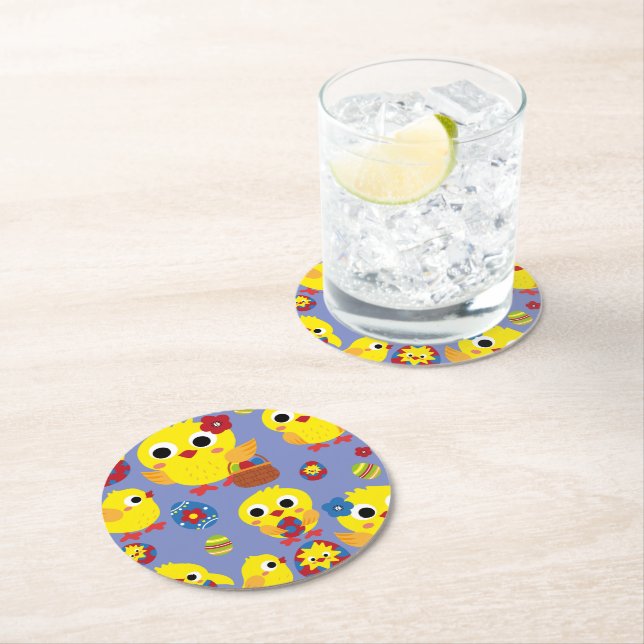 Dessous De Verre Rond OEufs de Pâques de Hatch Retro (En situation)