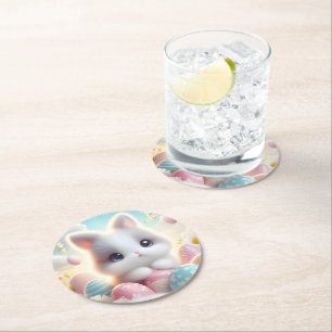 Dessous De Verre Rond Œufs de Pâques mignons pastel Kawaii