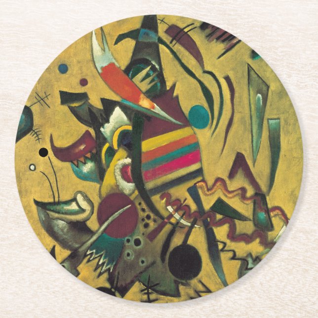 Dessous De Verre Rond OEuvre d'expressionniste abstraite moderne de Kand (Devant)