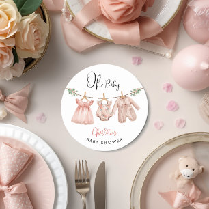Dessous De Verre Rond Oh Baby Fleurs Roses Baby Shower 