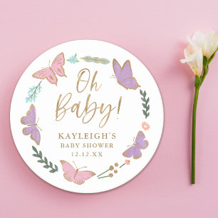 Dessous De Verre Rond Oh Baby Joli Baby shower de papillons