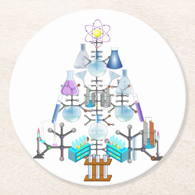 Dessous De Verre Rond Oh Chimie, Oh Arbre Chimiste (Devant)