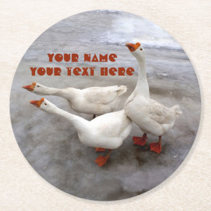 Dessous De Verre Rond Oie blanche