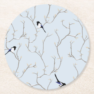 Dessous De Verre Rond Oiseaux d'hiver