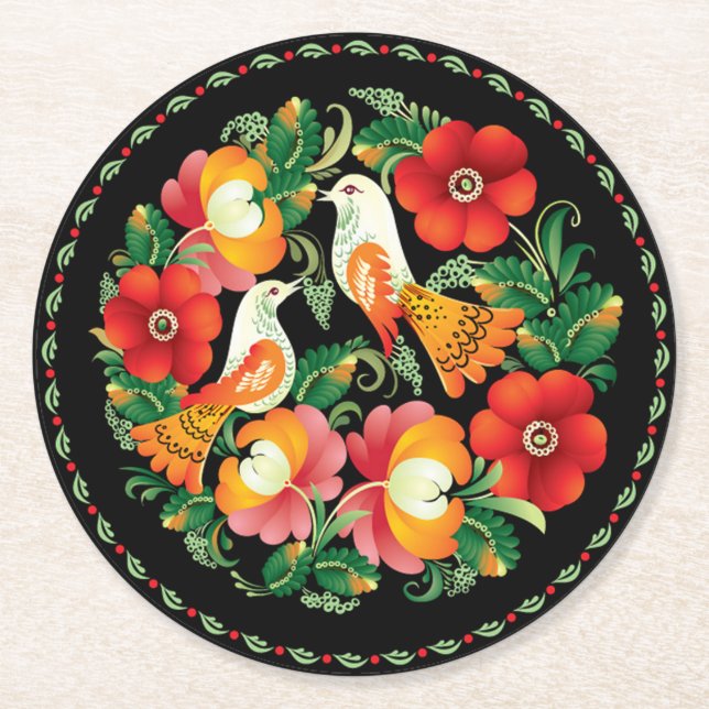 Dessous De Verre Rond Oiseaux hongrois (Devant)