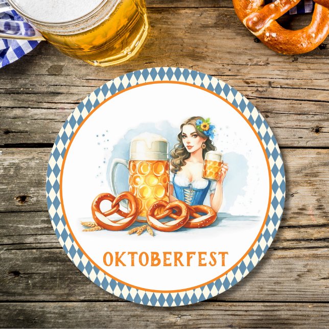 Dessous De Verre Rond Oktoberfest Party Avec Bière Et Pretzels ai (Créateur téléchargé)