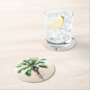 Dessous De Verre Rond Ombre tropicale de palmier