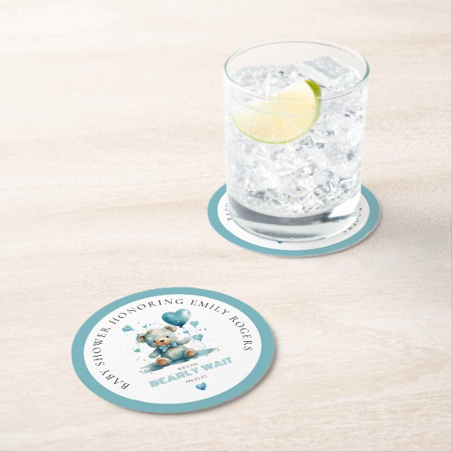 Dessous De Verre Rond On Peut Attendre L'Ours Bleu Teddy (En situation)