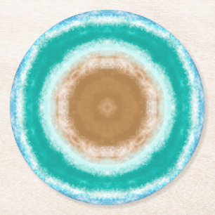 Dessous De Verre Rond Ondes d'océan rondes Turquoise et Turquoise