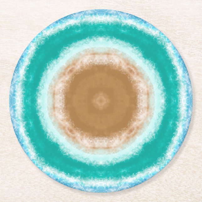 Dessous De Verre Rond Ondes d'océan rondes Turquoise et Turquoise (Devant)