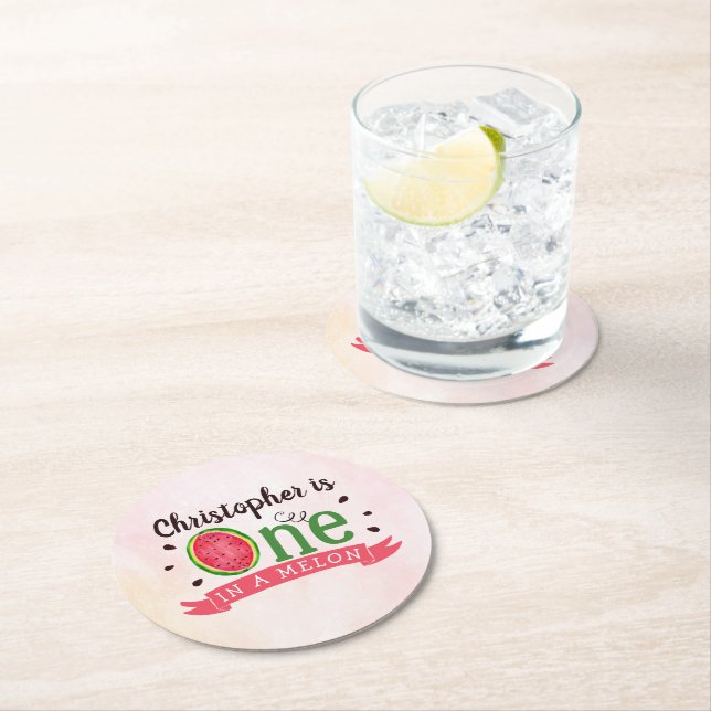 Dessous De Verre Rond One In A Melon 1er Anniversaire (En situation)