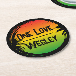 Dessous De Verre Rond One Love Jamaican Rasta Tropical Palms