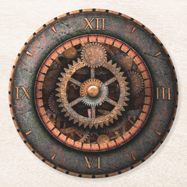 Dessous De Verre Rond Opus Posh Steampunk Gears (Devant)