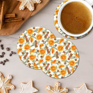 Dessous De Verre Rond Orange et épices de Noël Citrus