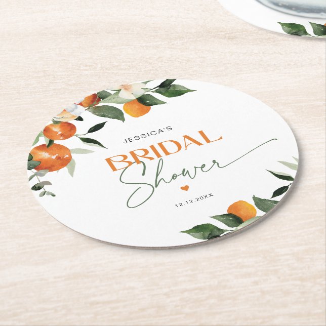 Dessous De Verre Rond Oranges agrumes thème nuptiale douche (Incliné)