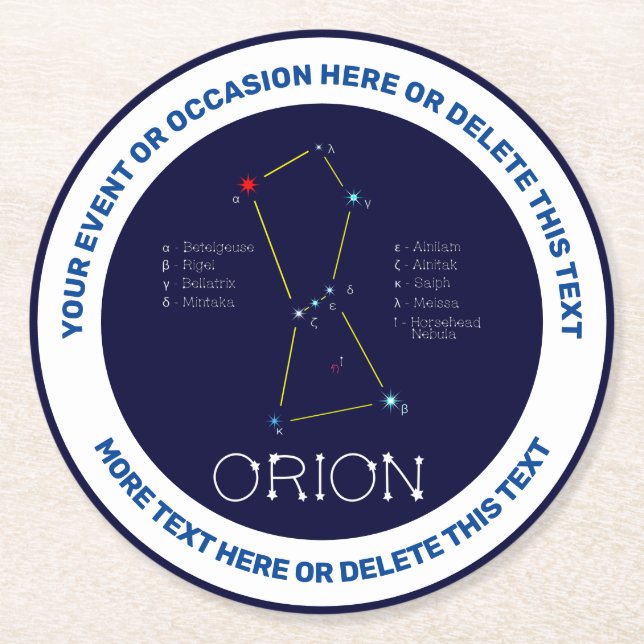 Dessous De Verre Rond Orion de constellation de l'hémisphère nord (Devant)