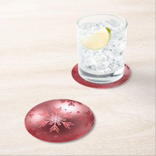 Dessous De Verre Rond Ornement de Noël rose