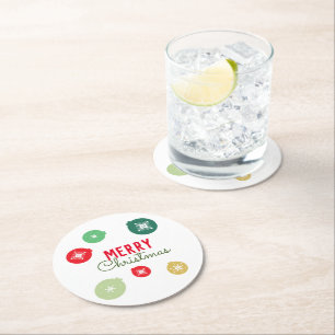 Dessous De Verre Rond Ornement Flocons de Neige Joyeux Noël