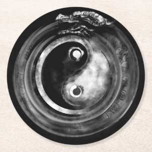 Dessous De Verre Rond Ouroboros Yin - Yang